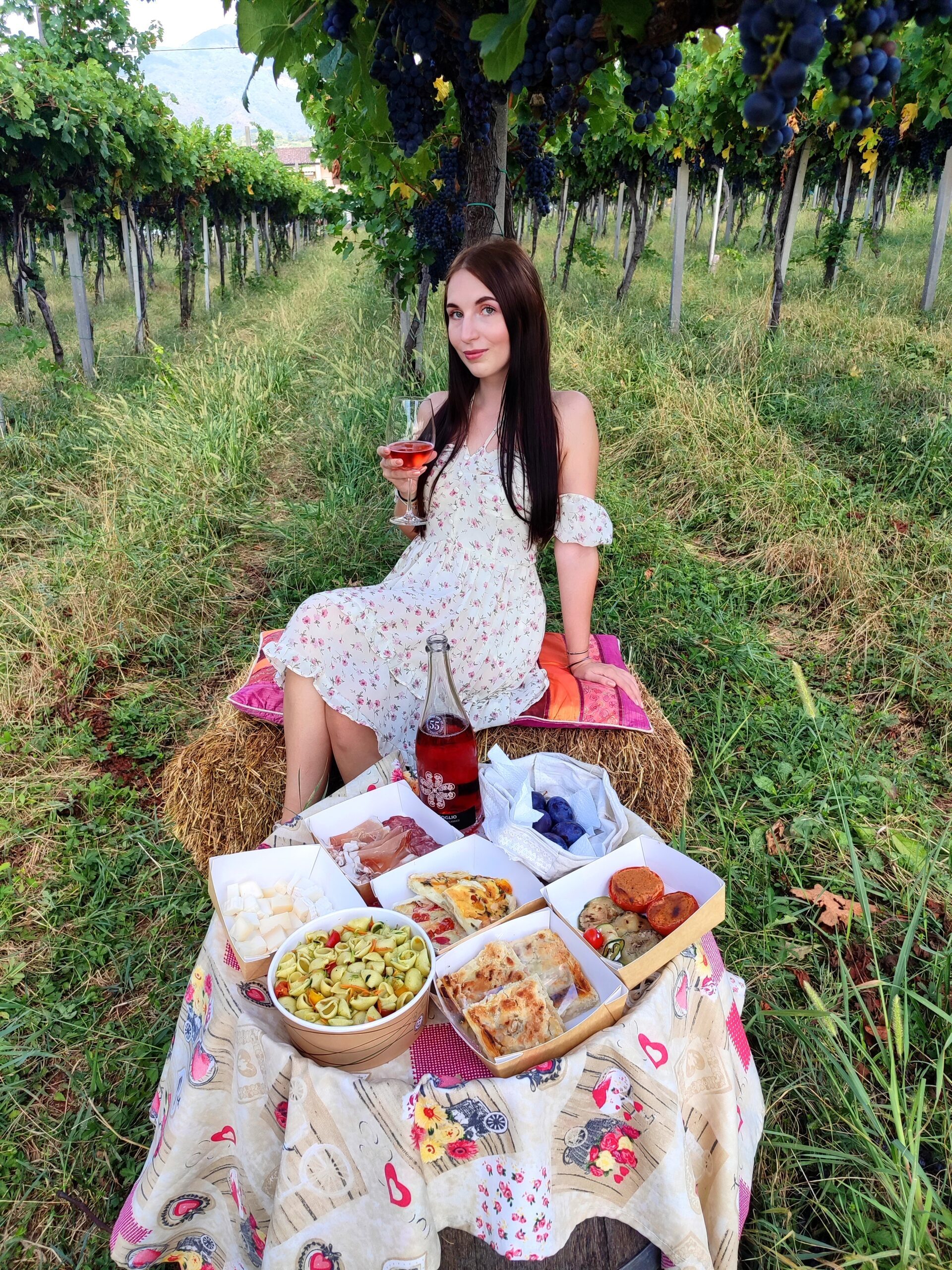 ragazza che fa un picnic a Bergamo