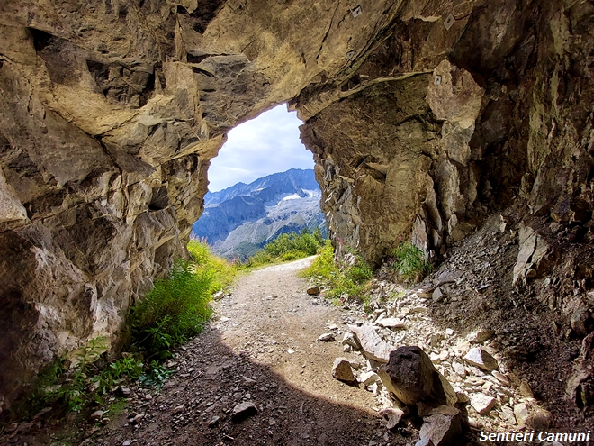 La galleria che conduce all'Alveo Presena. Foto di Sentieri Camuni