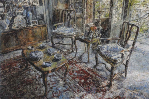 MINOTTO RAFFAELE, Le luci dell'attesa, 2018, Olio su tavola, 120 x 120 cm MINOTTO RAFFAELE, Le luci dell'attesa, 2018, Olio su tavola, 120 x 120 cm
