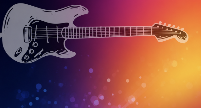 Chitarra con sfondo colorato