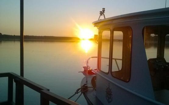 Boat trip along the Po river