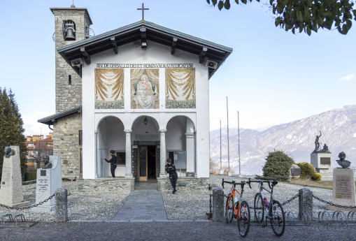 Toward the Sanctuary of the Madonna del Ghisallo, the patron of the cyclists