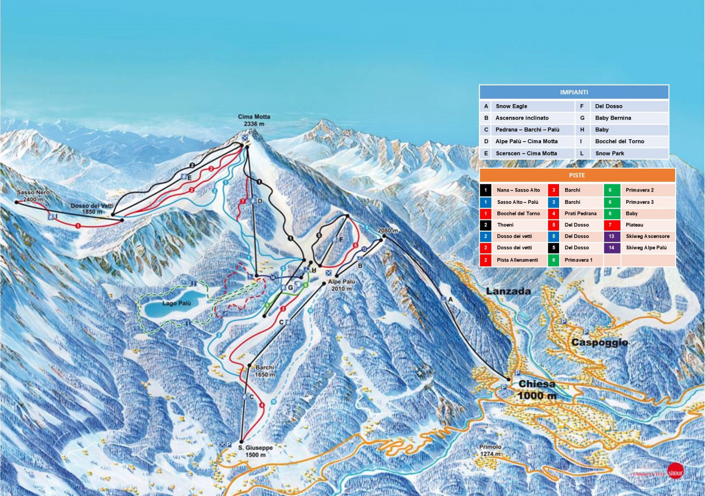 Mappa Ski area Valmalenco