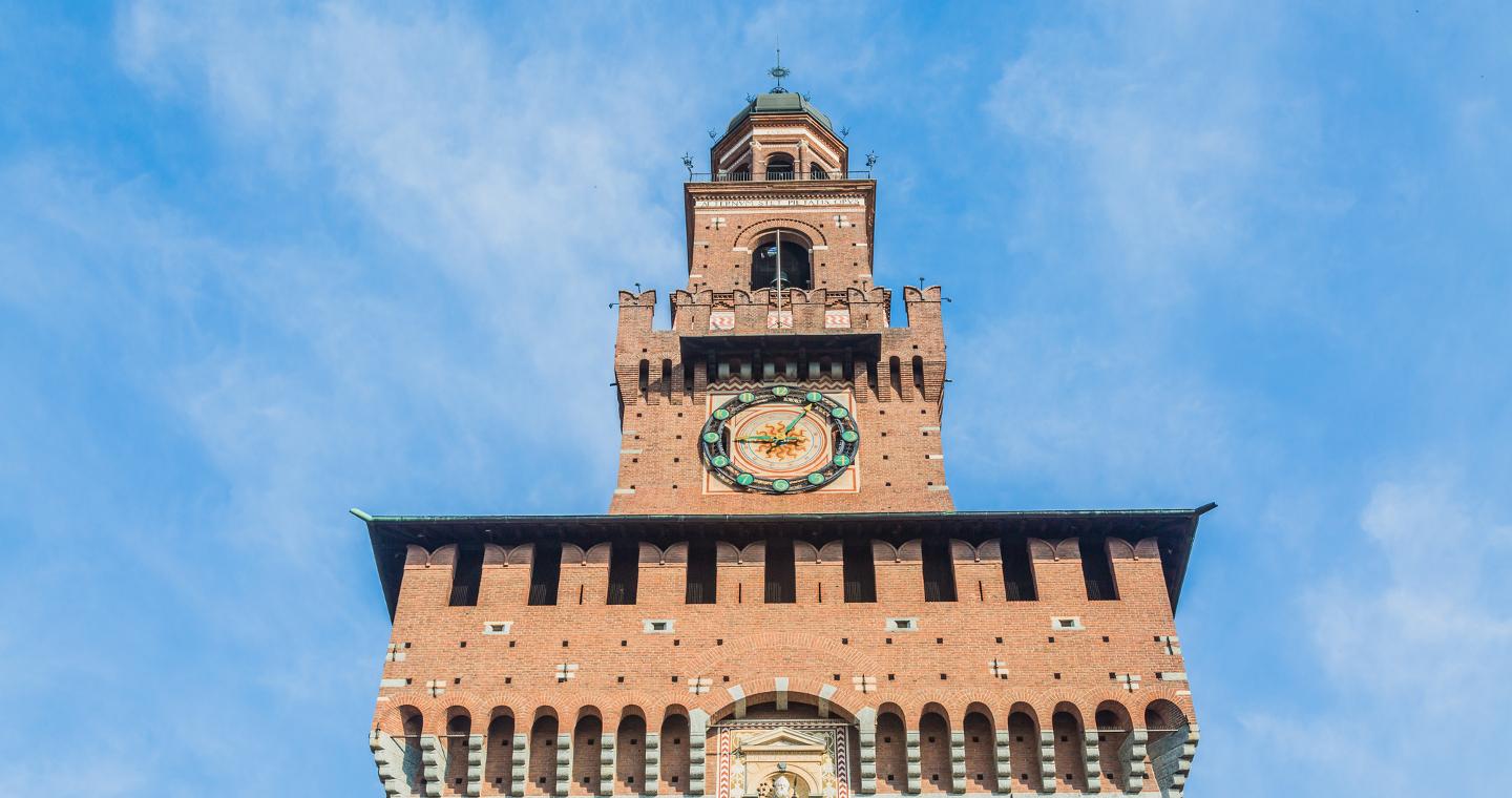 Particolare Torre del Filarete, Castello Sforzesco, Milano.
