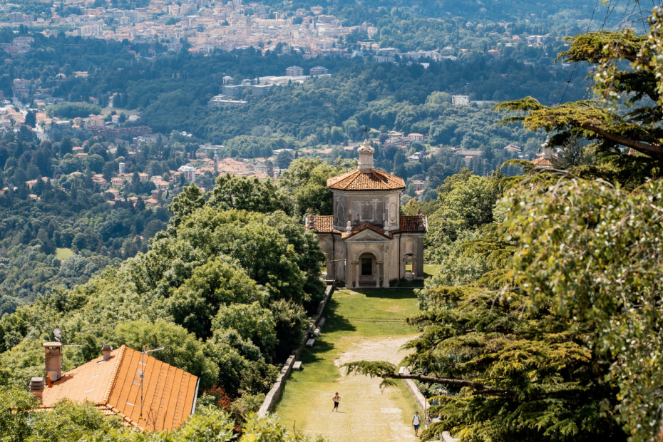 View of the landscape and the thirteenth chapel from the Sanctuary of Sacro Monte di Varese.