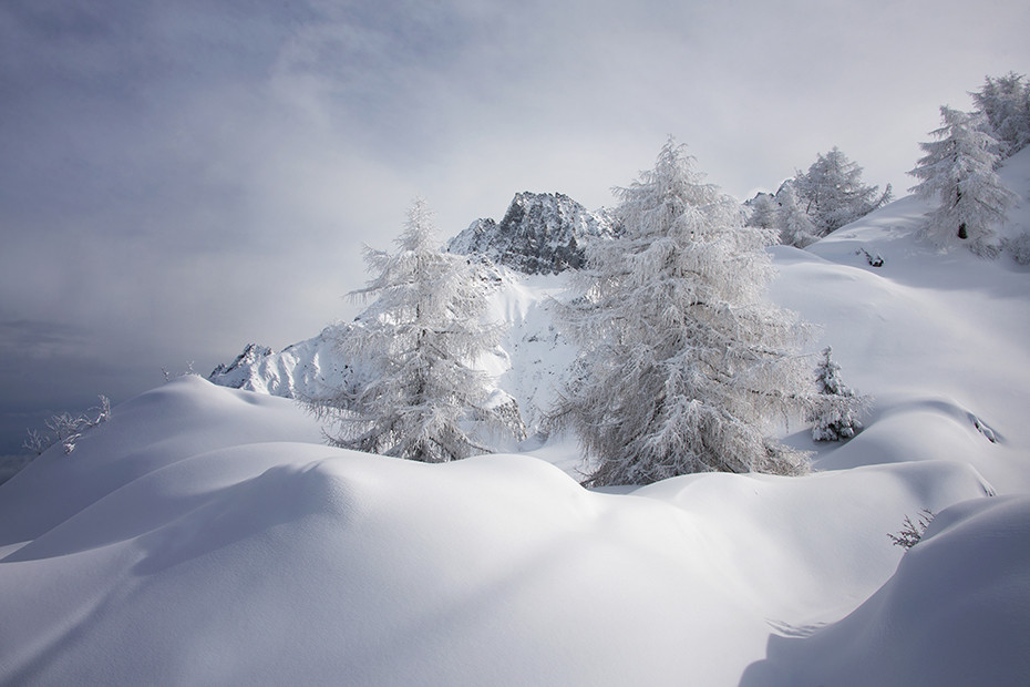 Der Zauber der verschneiten Castellaccio-Bergkette