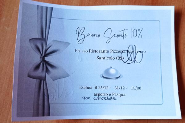 Coupon Ristorante pizzeria "Torre"