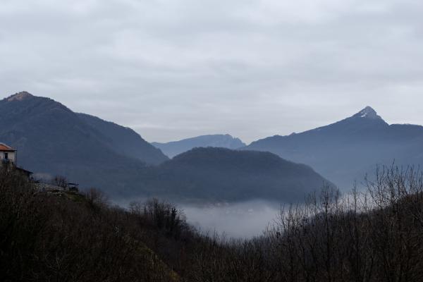 Panorama sui castagneti con colori autunnali