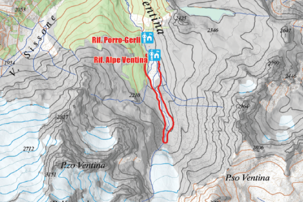 Cartina del sentiero glaciologico Vittorio Sella