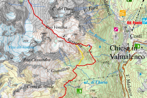 Cartina seconda tappa Alta Via Valmalenco