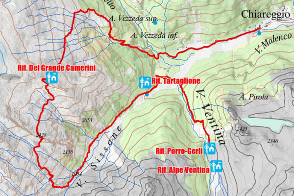 Cartina terza tappa alta via della Valmalenco