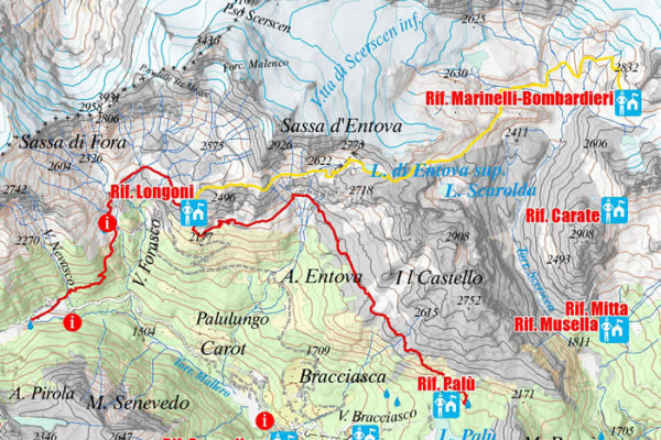 Cartina quarta tappa - variante Alta Via 