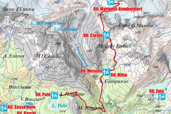 Cartina quinta tappa Alta via Valmalenco