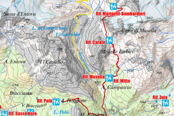 Cartina variante quinta tappa Alta via Valmalenco