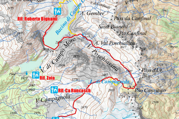 Cartina settima tappa Alta via Valmalenco