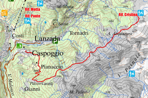 Cartina ottava tappa alta via Valmalenco